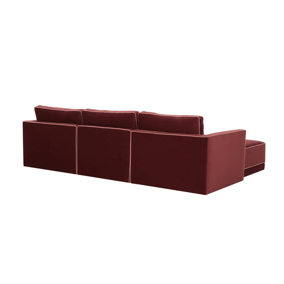 Willow 4-Piece Performance Velvet Modular Sectional - Red