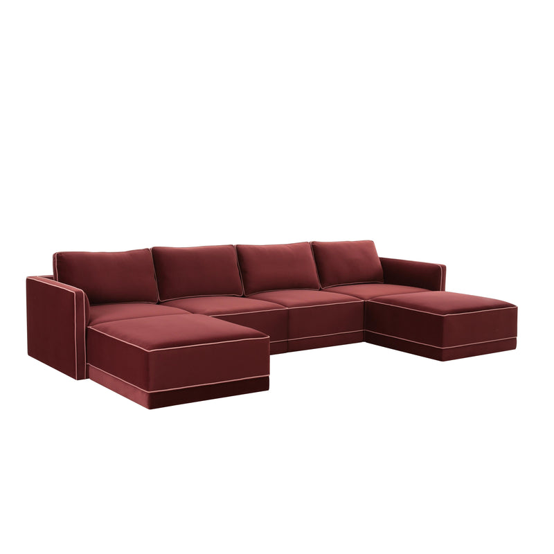 Willow 6-Piece Performance Velvet Modular U Sectional - Red