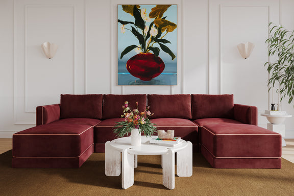Willow 6-Piece Performance Velvet Modular U Sectional - Red