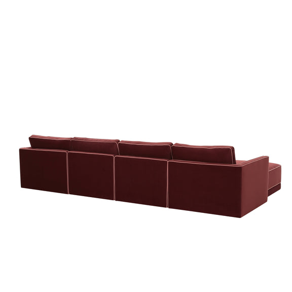 Willow 6-Piece Performance Velvet Modular U Sectional - Red