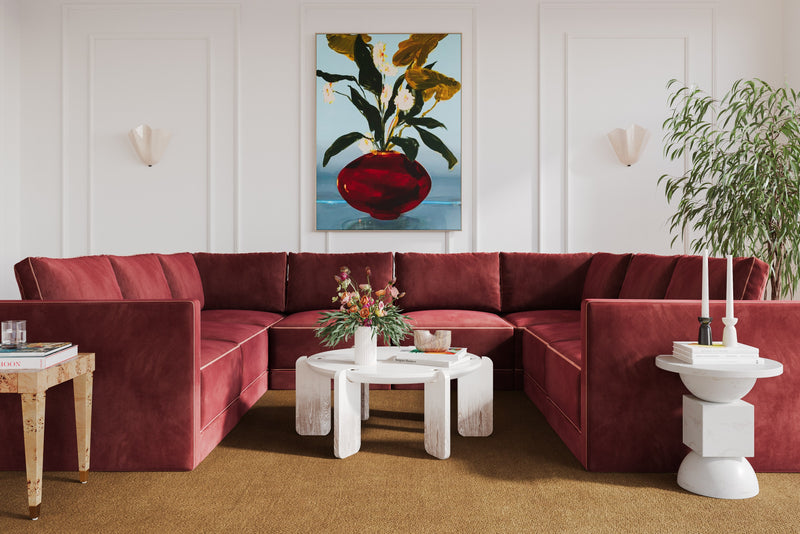 Willow 8-Piece Performance Velvet Modular Large U Sectional - Red