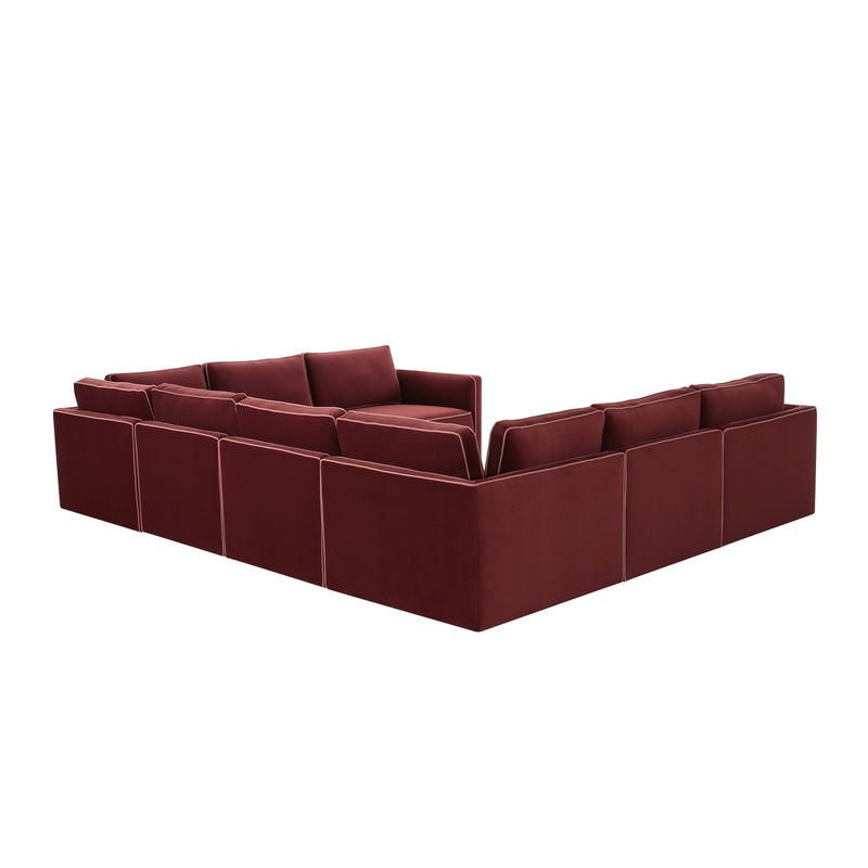 Willow 8-Piece Performance Velvet Modular Large U Sectional - Red