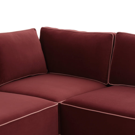 Willow 8-Piece Performance Velvet Modular Large U Sectional - Red