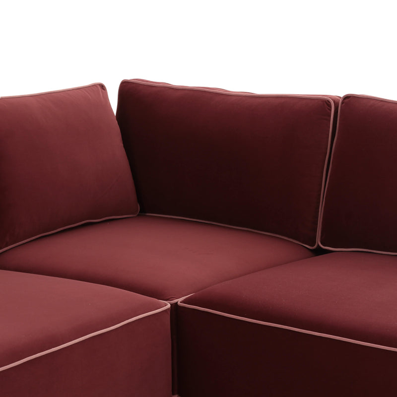 Willow 8-Piece Performance Velvet Modular Large U Sectional - Red