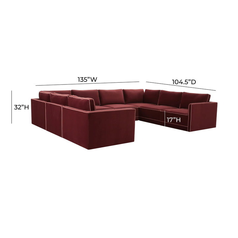 Willow 8-Piece Performance Velvet Modular Large U Sectional - Red