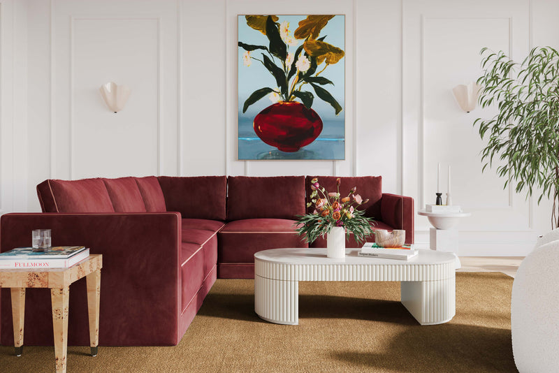 Willow 5-Piece Performance Velvet Modular L Sectional - Red