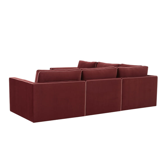 Willow 5-Piece Performance Velvet Modular L Sectional - Red