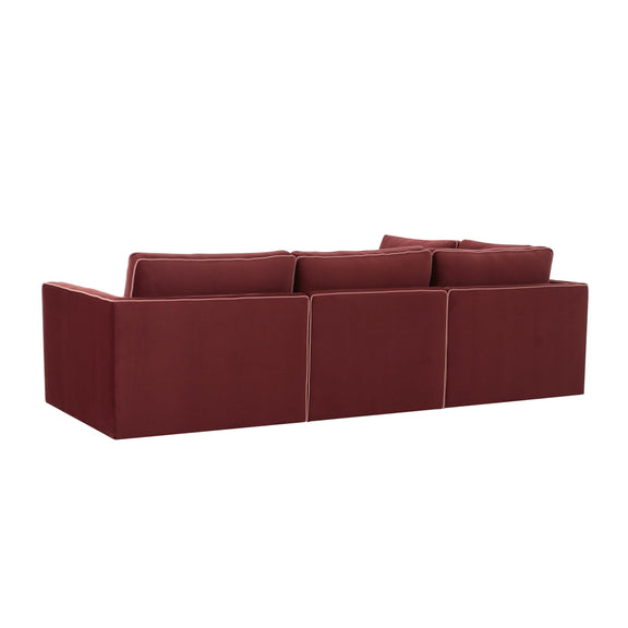 Willow 5-Piece Performance Velvet Modular Left Facing Sectional - Red