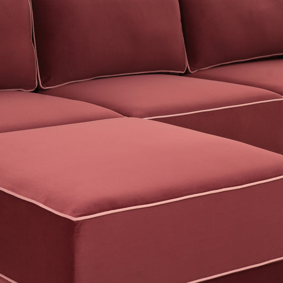 Willow 5-Piece Performance Velvet Modular Left Facing Sectional - Red