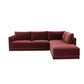 Willow 5-Piece Performance Velvet Modular Right Facing Sectional - Red