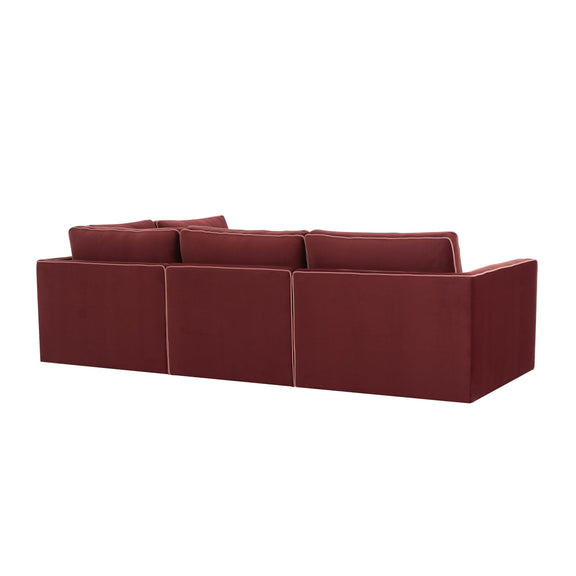 Willow 5-Piece Performance Velvet Modular Right Facing Sectional - Red