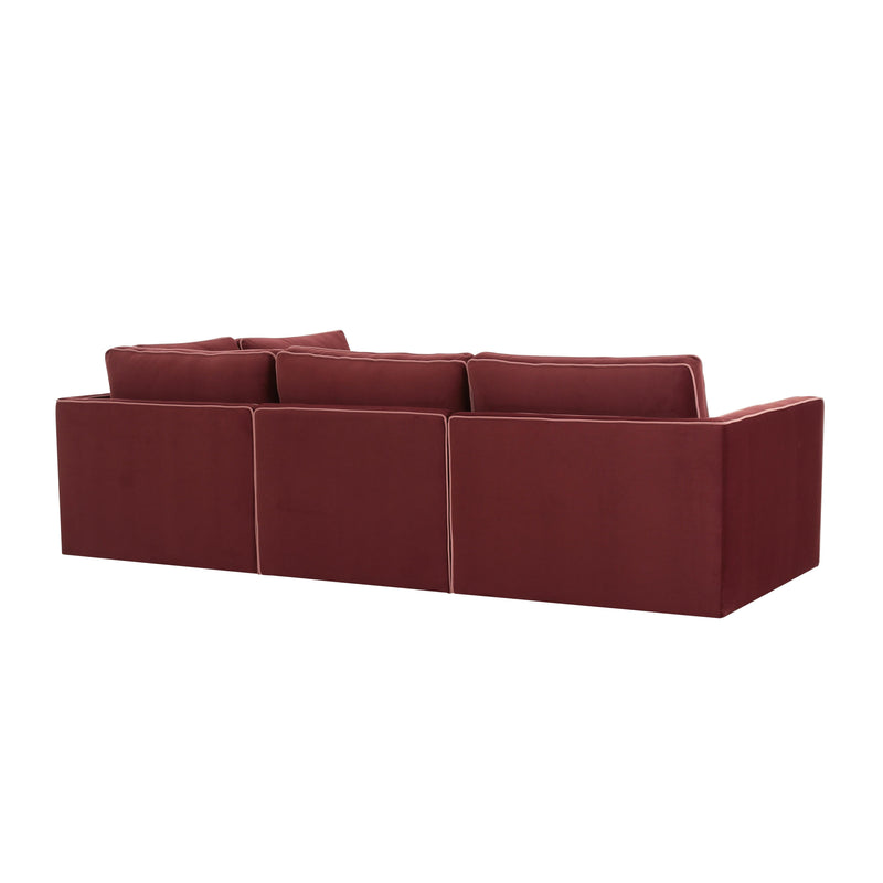 Willow 5-Piece Performance Velvet Modular Right Facing Sectional - Red