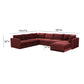 Willow 5-Piece Performance Velvet Modular Right Facing Sectional - Red