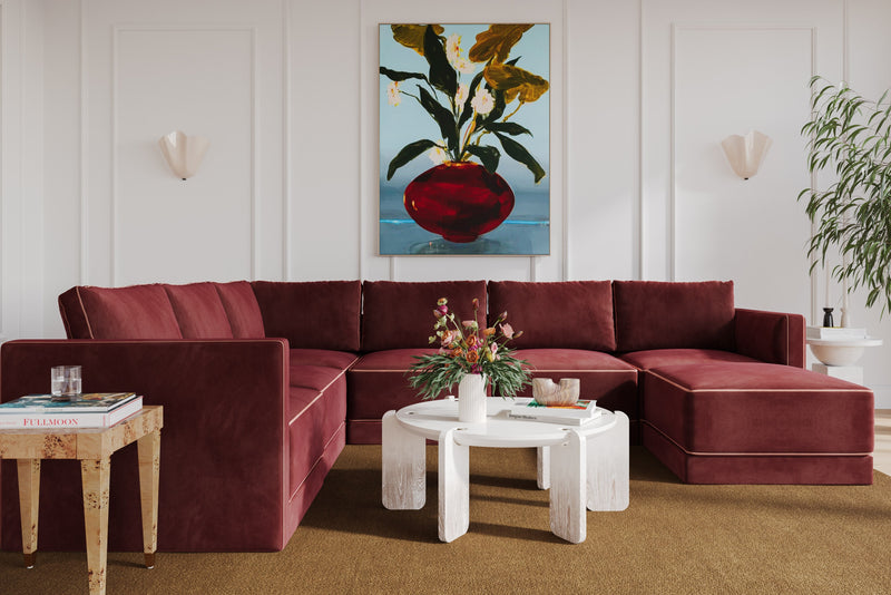 Willow 7-Piece Performance Velvet Modular Large Chaise Sectional - Red