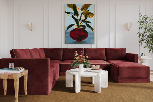 Willow 7-Piece Performance Velvet Modular Large Chaise Sectional - Red