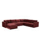 Willow 7-Piece Performance Velvet Modular Large Chaise Sectional - Red