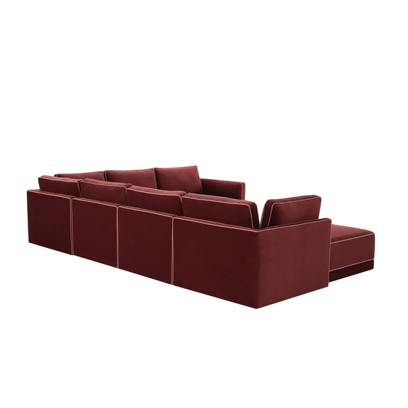 Willow 7-Piece Performance Velvet Modular Large Chaise Sectional - Red