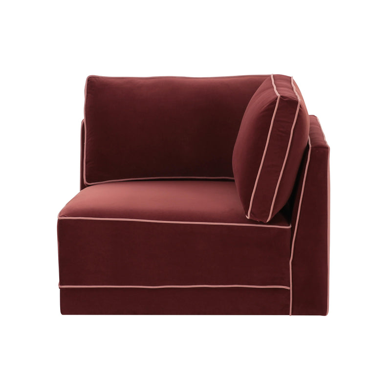 Willow Performance Velvet Modular Corner Chair - Red