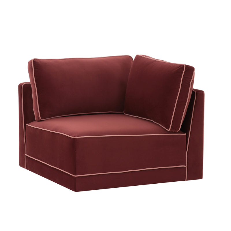 Willow Performance Velvet Modular Corner Chair - Red