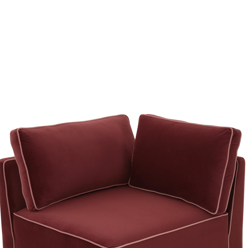 Willow Performance Velvet Modular Corner Chair - Red