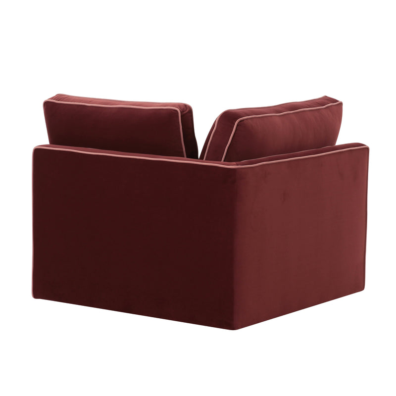 Willow Performance Velvet Modular Corner Chair - Red