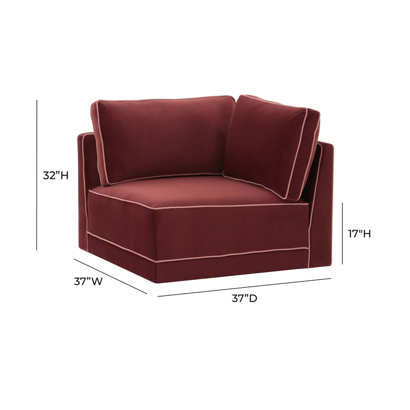 Willow Performance Velvet Modular Corner Chair - Red