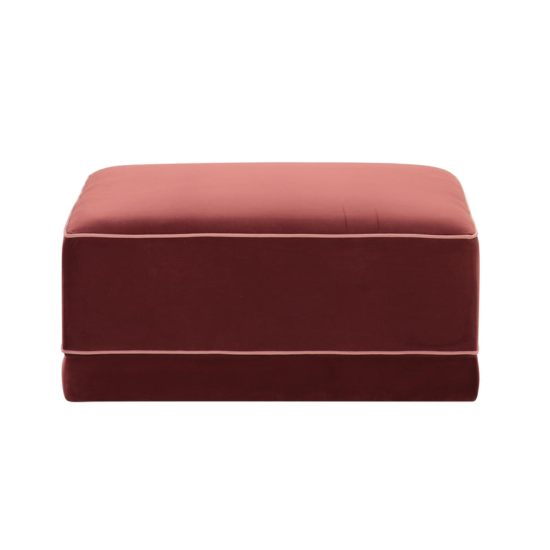 Willow Performance Velvet Modular Ottoman - Red