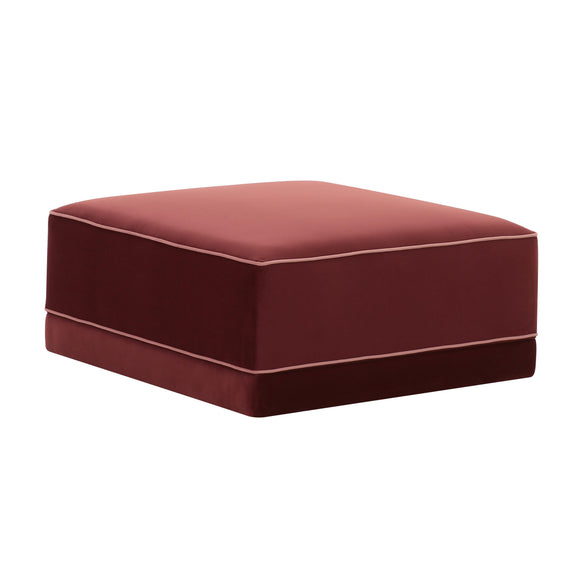 Willow Performance Velvet Modular Ottoman - Red
