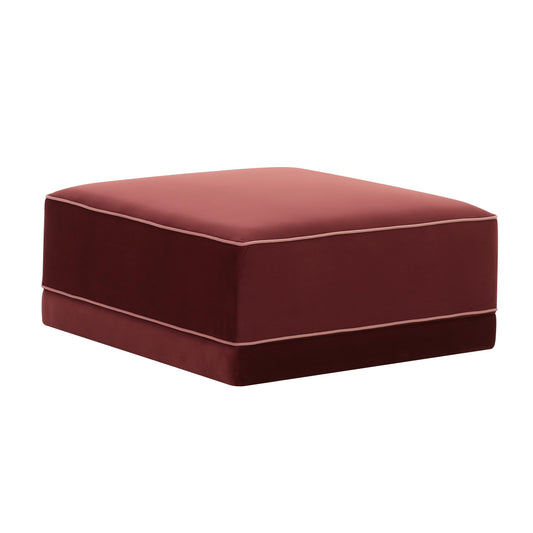 Willow Performance Velvet Modular Ottoman - Red