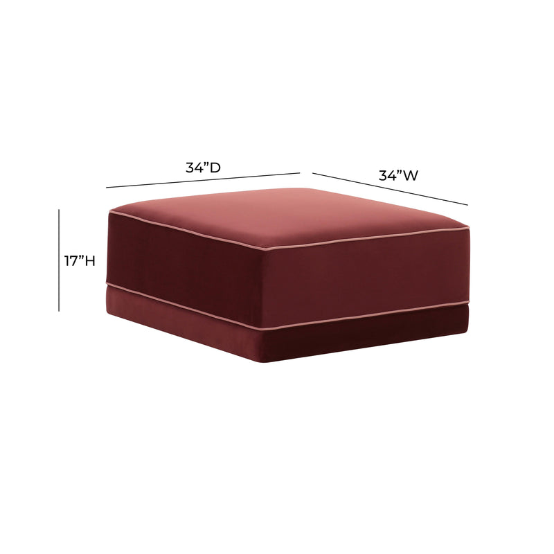 Willow Performance Velvet Modular Ottoman - Red