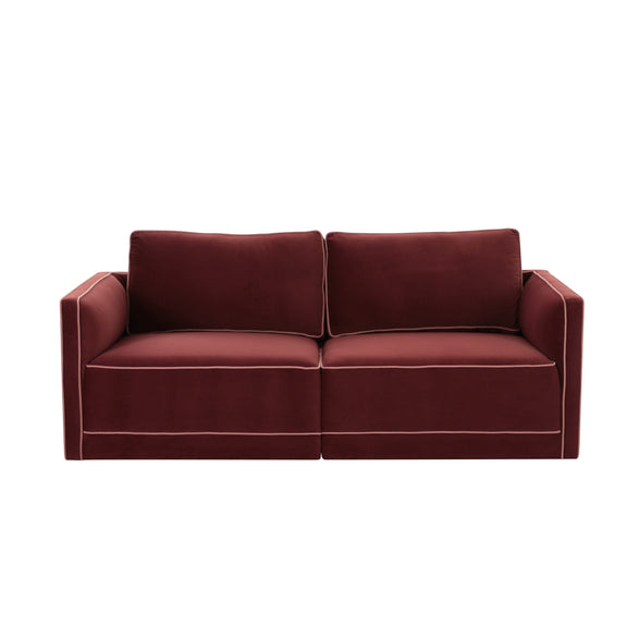 Willow 74" Performance Velvet Modular Loveseat - Red