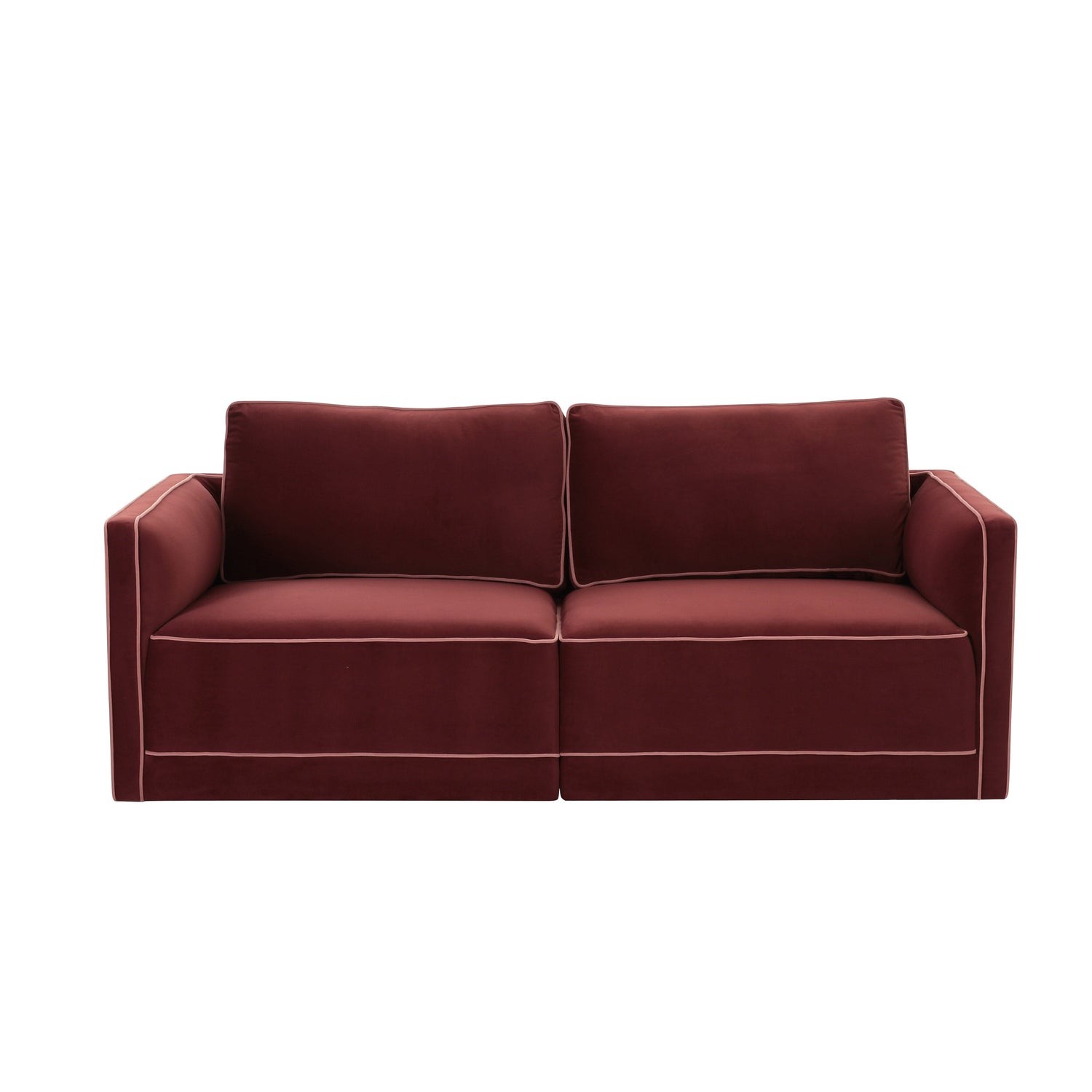 Willow 74" Performance Velvet Modular Loveseat - Red