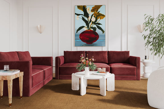 Willow 74" Performance Velvet Modular Loveseat - Red