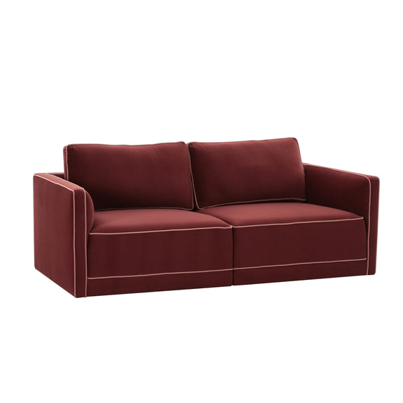 Willow 74" Performance Velvet Modular Loveseat - Red