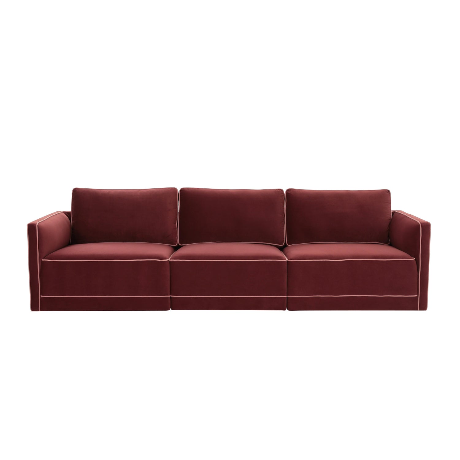 Willow 105" Performance Velvet Modular Sofa - Red