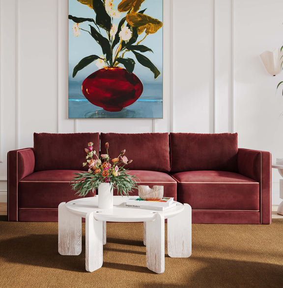 Willow 105" Performance Velvet Modular Sofa - Red