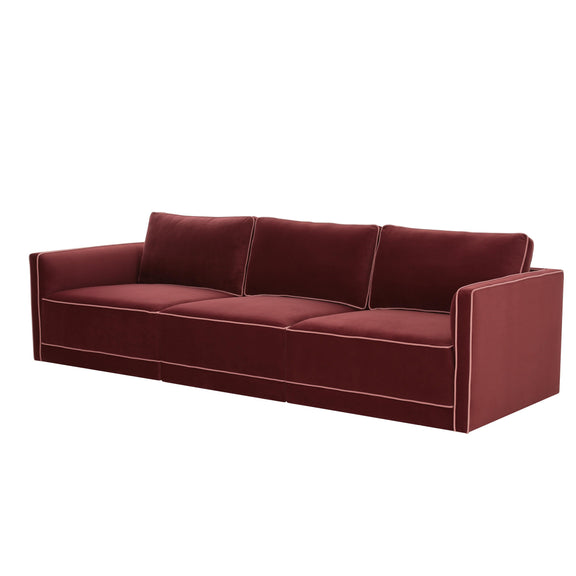 Willow 105" Performance Velvet Modular Sofa - Red