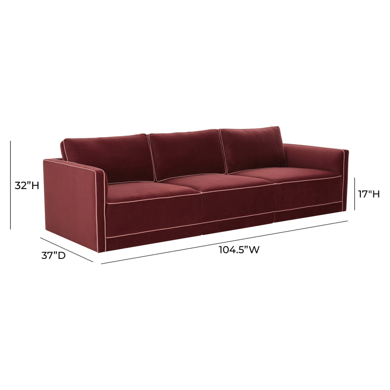 Willow 105" Performance Velvet Modular Sofa - Red