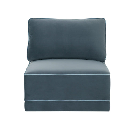 Willow Performance Velvet Modular Armless Chair - Blue