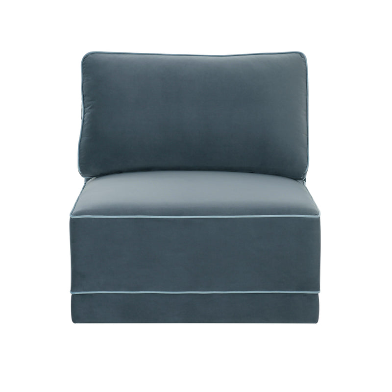 Willow Performance Velvet Modular Armless Chair - Blue
