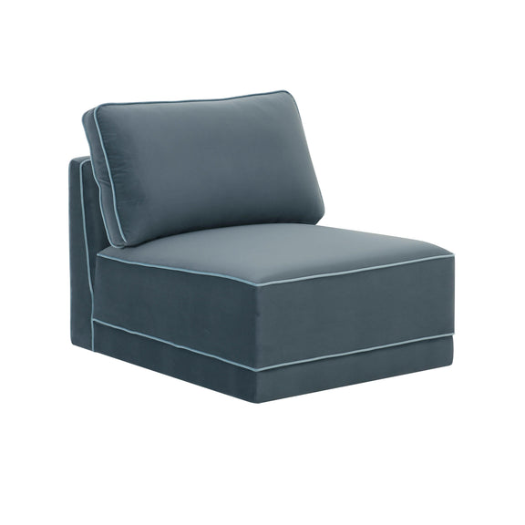 Willow Performance Velvet Modular Armless Chair - Blue
