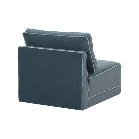 Willow Performance Velvet Modular Armless Chair - Blue