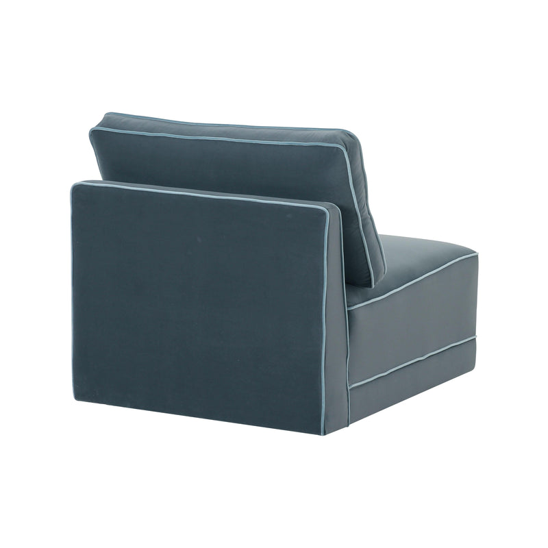 Willow Performance Velvet Modular Armless Chair - Blue