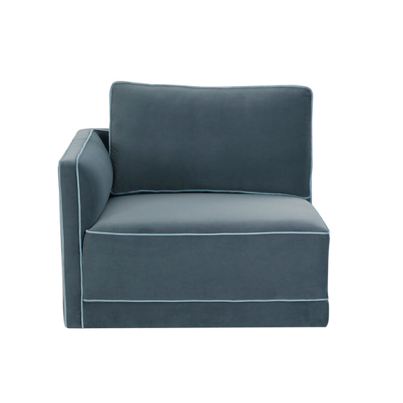 Willow Performance Velvet Modular LAF Corner Chair - Blue