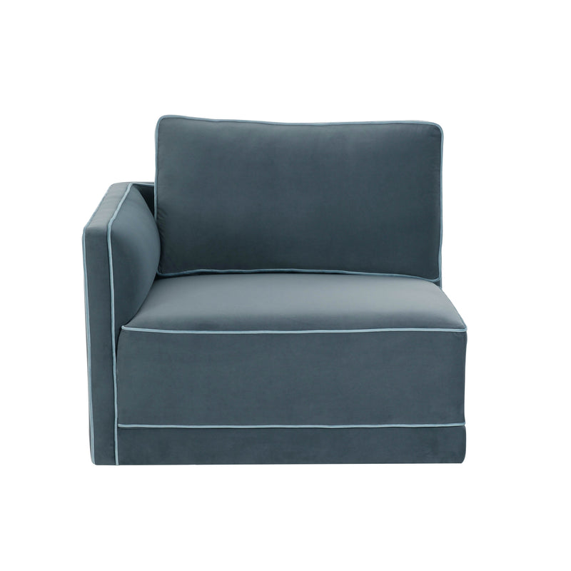 Willow Performance Velvet Modular LAF Corner Chair - Blue