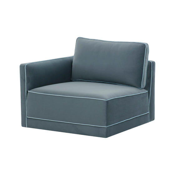 Willow Performance Velvet Modular LAF Corner Chair - Blue