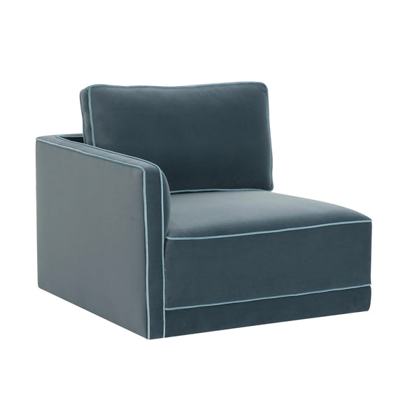 Willow Performance Velvet Modular LAF Corner Chair - Blue