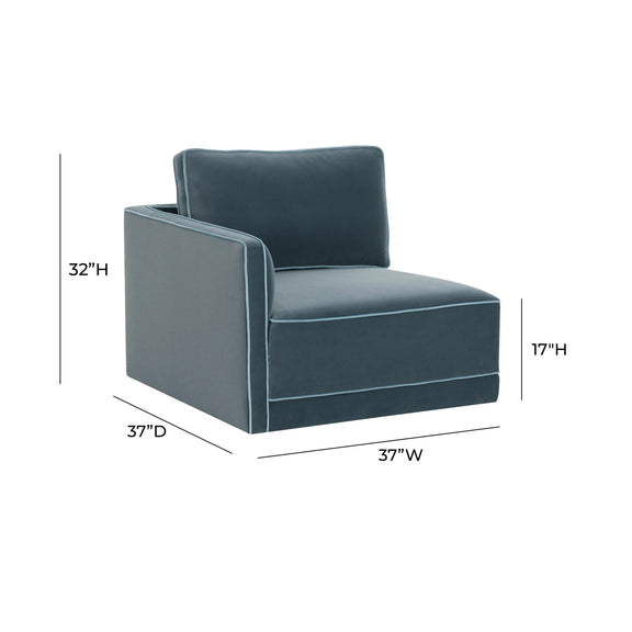 Willow Performance Velvet Modular LAF Corner Chair - Blue
