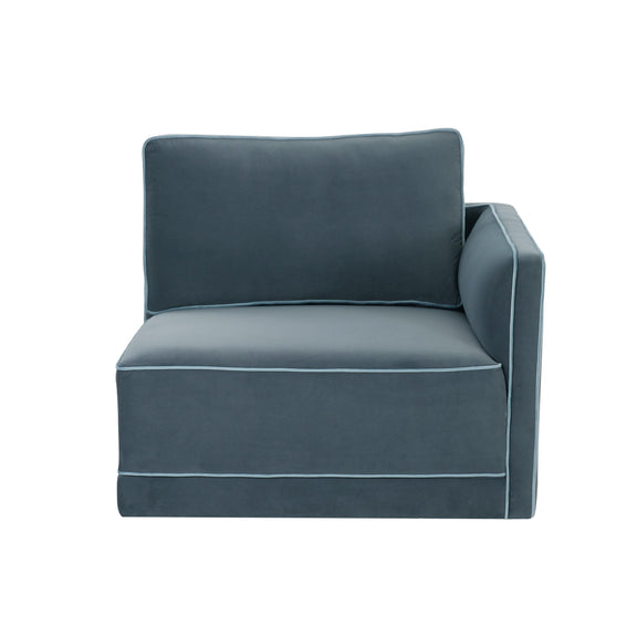 Willow Performance Velvet Modular RAF Corner Chair - Blue