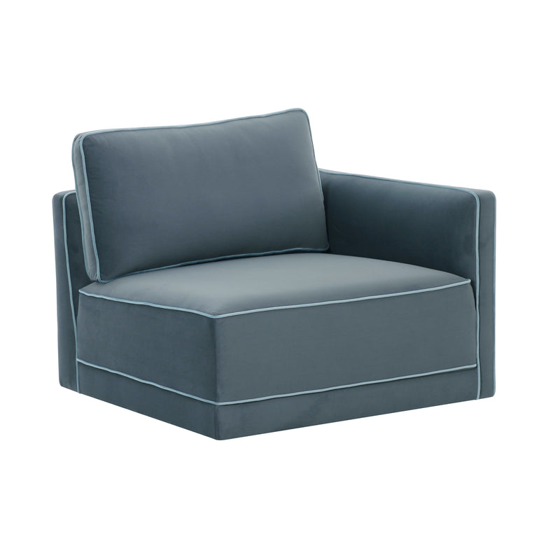 Willow Performance Velvet Modular RAF Corner Chair - Blue